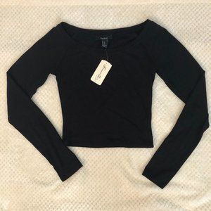NWT Black Knit Stretch Crop Top